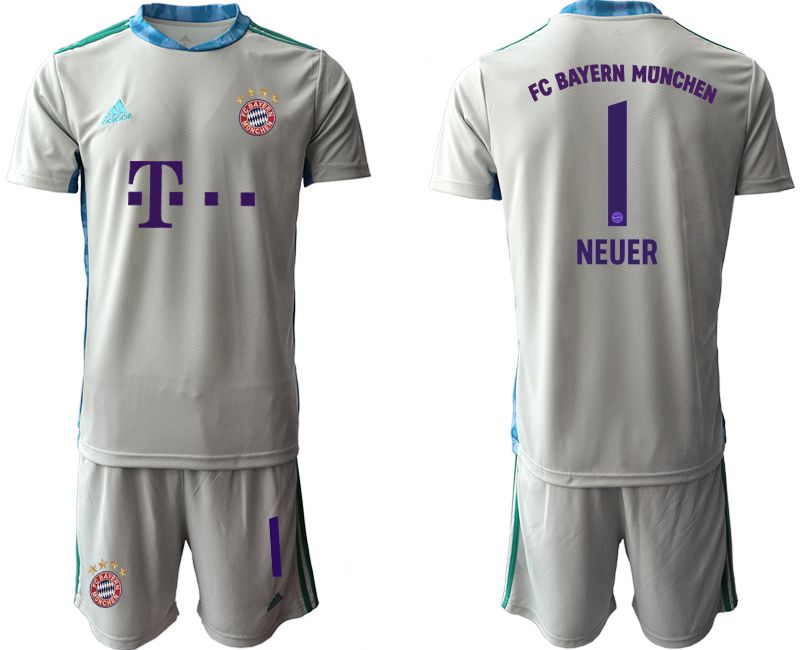 Men 2020-2021 club Bayern Munich gray goalkeeper #1 Soccer Jerseys->bayern munich jersey->Soccer Club Jersey